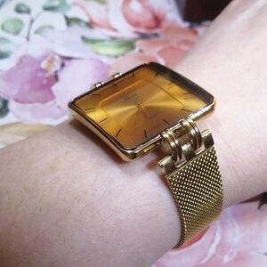 Miss Fox Gorgeous Gold Tone Case And Bracelet Heavy Watch